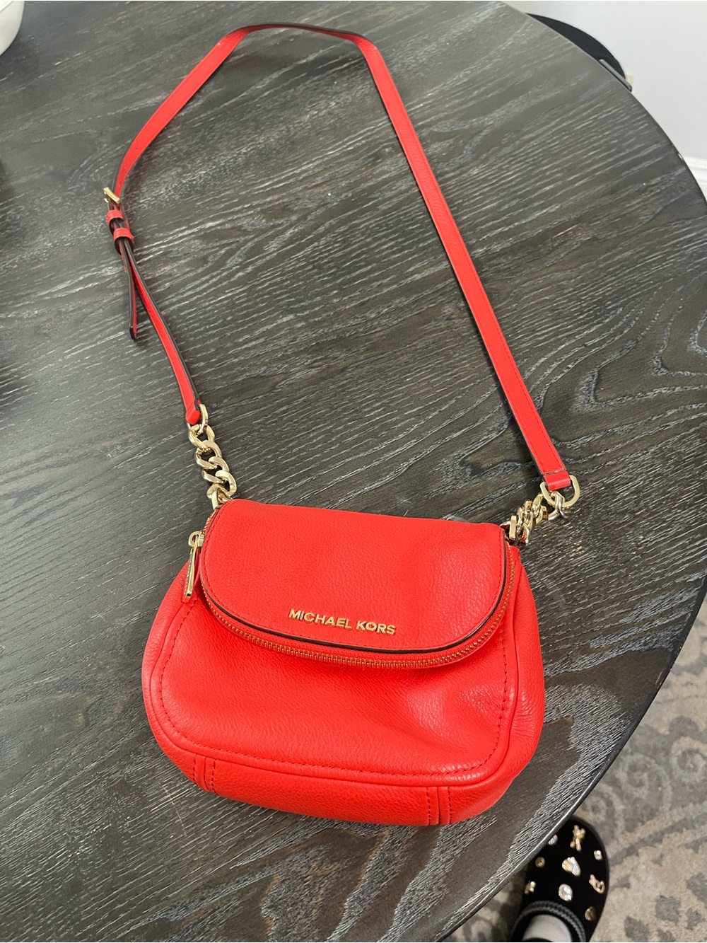 Michael Kors Red Crossbody Bag with Gold Hardware